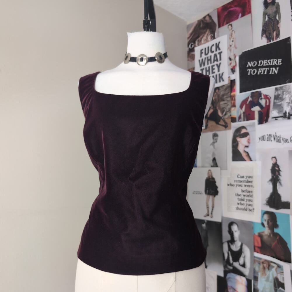 Square Neck Velvet Sleeveless Whimsy Top